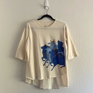 Isha Yoga of the Divine Indian Inspired GRaphic Tee Side Slits Women's Large